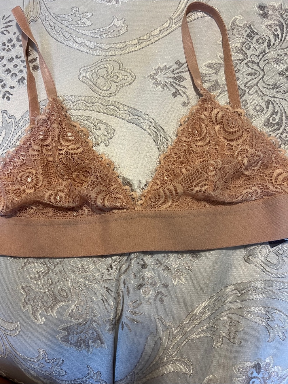 Lace Triangle Bralette in Sienna Rose with Stretch Underband